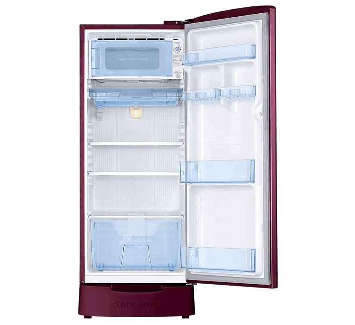 Samsung 192 L 2 Star Direct Cool Single Door Refrigerator (RR20A181BR8/HL SAFFRON RED Base Stand with Drawer)